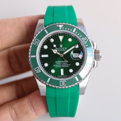 ROLEX Submariner Rubber Strap Swiss 2836/3135 Movement Green Dial Watch